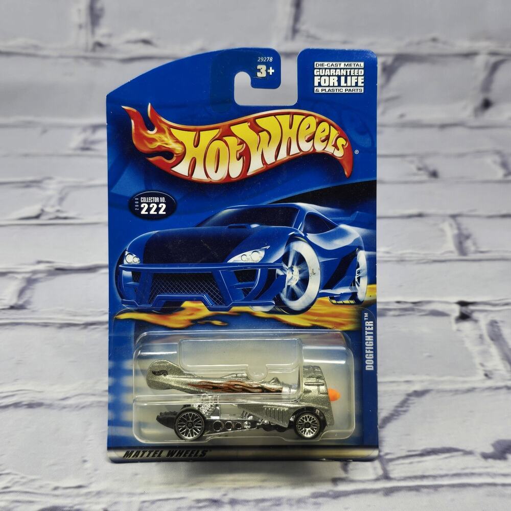 2000 Hot Wheels Mainline/Collector #222 DOGFIGHTER Silver w/Chrome Lace Spokes